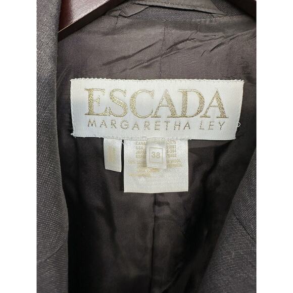 Vintage Escada Margaretha Ley Womens Size 38 Blazer Dark Gray 5 Button - Picture 9 of 13